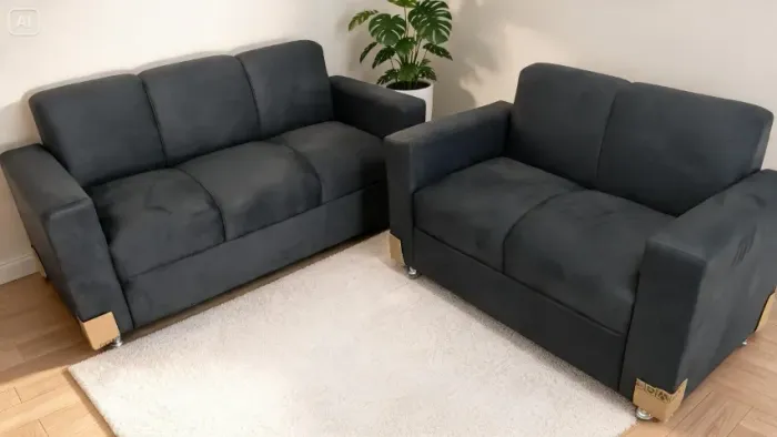 Sofá 2 e 3 Lugares Suede Grafite D33 Resistente e Confortável