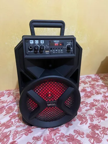 Caixa de Som Karaokê Letron 2000w com microfone e LED - Completa