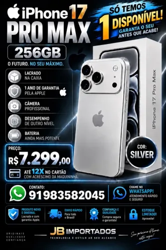 iPhone 17 pro max 256 gb cor silver
