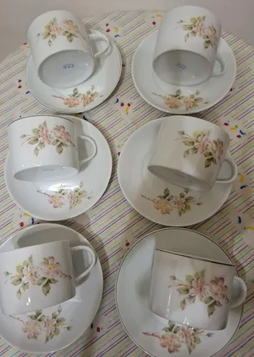6 xicaras de chá de porcelana
