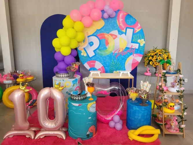 Capa de painel redondo Pool Party infantil