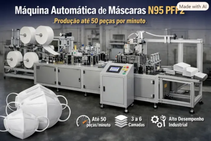 Máquina Automática para Máscaras N95, PFF1 e PFF2 - Produção até 50 peças/minuto