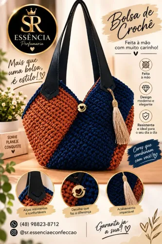 Bolsa de crochê. Em fio náutico
