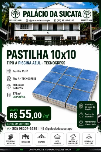 PASTILHA 10x10 TIPO A PISCINA AZUL - TECNOGRESS