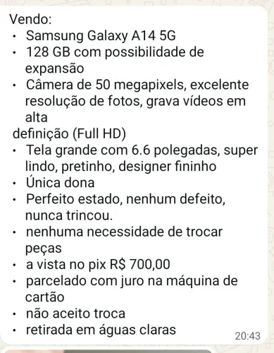 Vendo Samsung A14