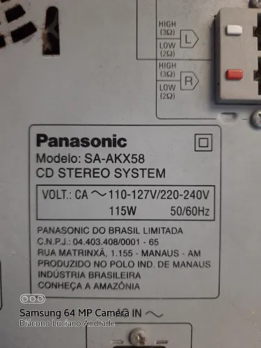 Som Panasonic sa-akx58,não liga ,conserto ou retirada de peças