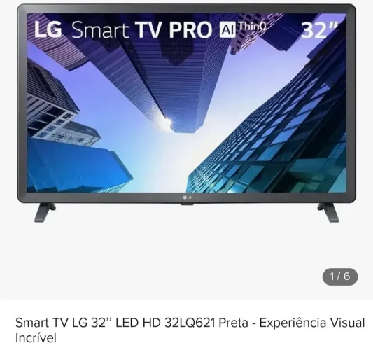 Smart TV LG 32" HD + Cabo de Rede ? Excelente Estado