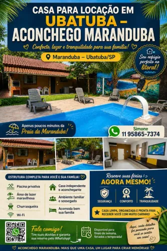 Casa de Temporada em Ubatuba - Maranduba | Piscina Privativa | Até 10 Pessoas