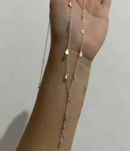 Colar Gravatinha em Prata com Gotas Delicadas