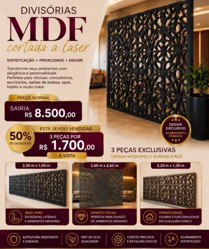 Divisórias de ambiente em MDF