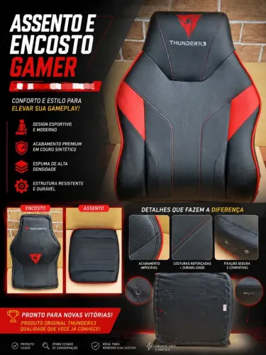 Encosto e assento Cadeira Gamer Thunder