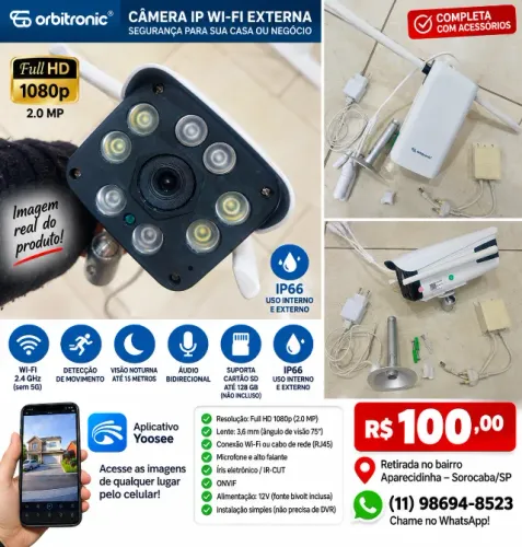 CÂMERA IP WI-FI ORBITRONIC ORB7029 com 2 antenas