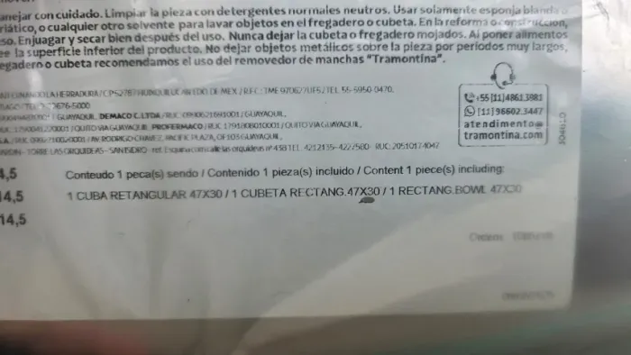 Cuba Tramontina 47x30 Nunca usada Aconpanha sifão e ralo