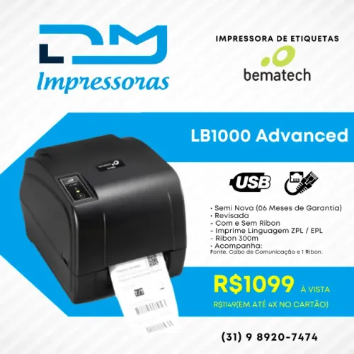 Impressora Térmica de Etiquetas Bematech LB1000 (6 meses de garantia)