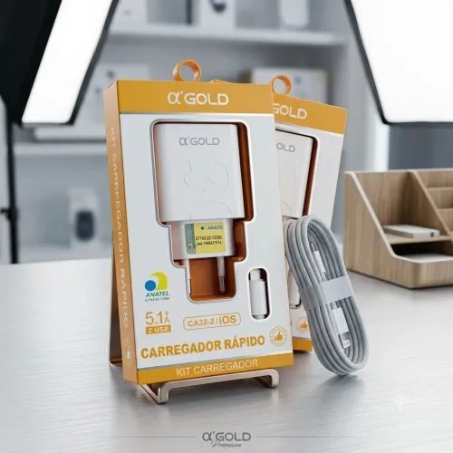 Kit carregador Gold IPhone 2 USB