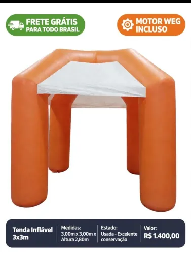 Tenda inflável 3x3 usada em excelente estado de conservação.