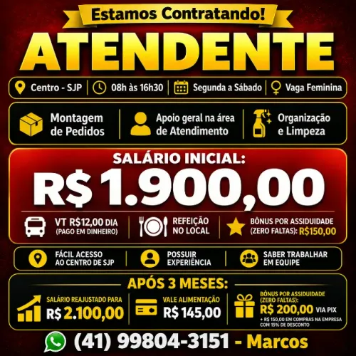 VAGA ATENDENTE - CAFÉ BISTRÔ