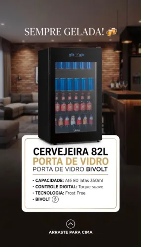 CERVEJEIRA PORTA DE VIDRO 82L BIVOLT