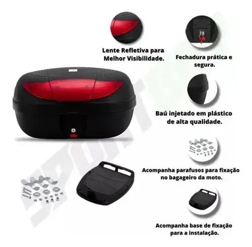 Baú 45 litros grande para moto novos na caixa