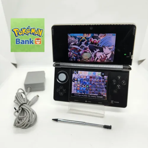 nintendo 3ds modelo black piano, pokemon bank incluso