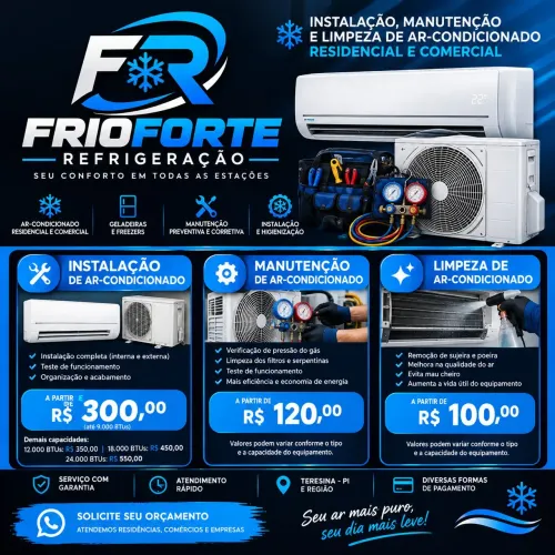 Instalação, manutenção e limpeza de ar condicionado 