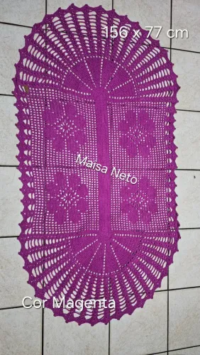 Tapete para Sala ou Quarto Magenta em Crochê