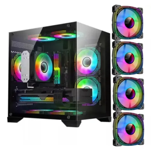 Gabinete gamer aquário com 4 fan LED Hayom GB1790