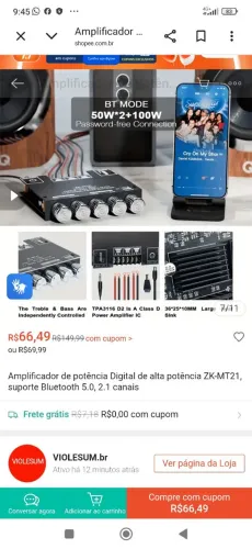 Mini amplificador de áudio 