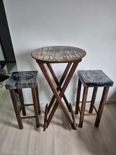 Mesa bistrô dobrável com banquetas (mesa de bar))
