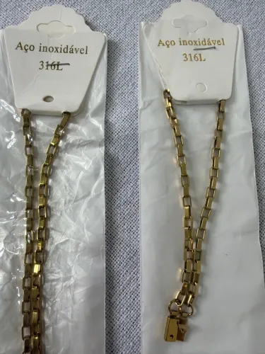Kit pulseira e corrente masculina em aço inox 316L dourado