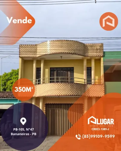 Imóvel para venda tem 870 metros quadrados com 7 quartos no Centro - Bananeiras - PB
