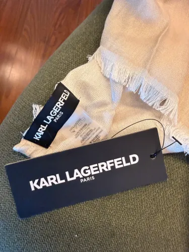 Echarpe Pashmina Lenço Karl Lagerfeld Paris Off White 100% Viscose