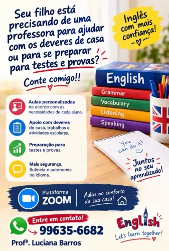 Aulas de acompanhamento escolar de Inglês