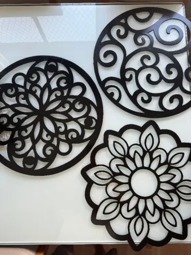 Trio de mandalas 40cm x 3mm de MDF, Preto, Lindas!!!