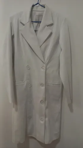 Jaleco feminino Lafort longo transpassado branco tecido tecnológico tam 40