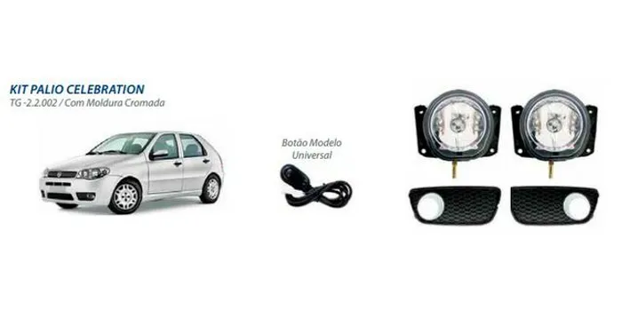 Kit Farol Milha Botão Universal E Moldura Palio Celebration