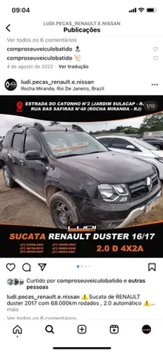 sucata duster  2.0 automático cvt  2017