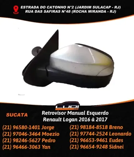 Retrovisor Manual Esquerdo Renault Logan 2016 à 2017
