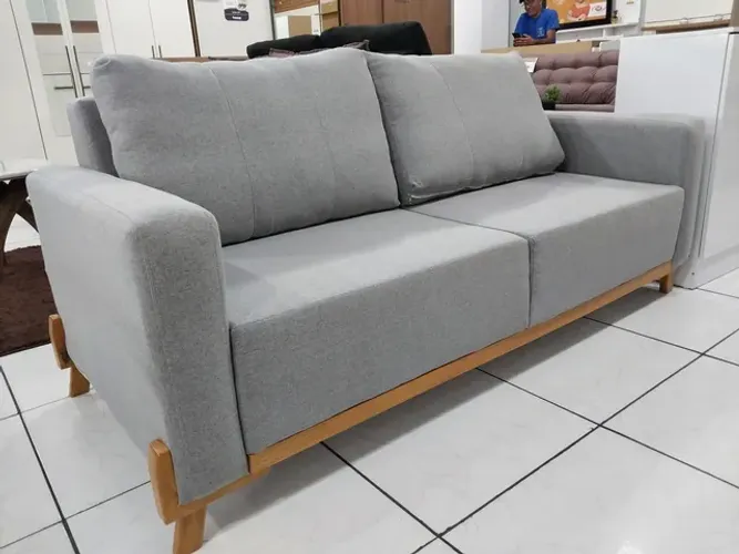 NOVO - SOFÁ FIXO EM LINHO - ESTOFADO MACIO - COMPROU CHEGOU