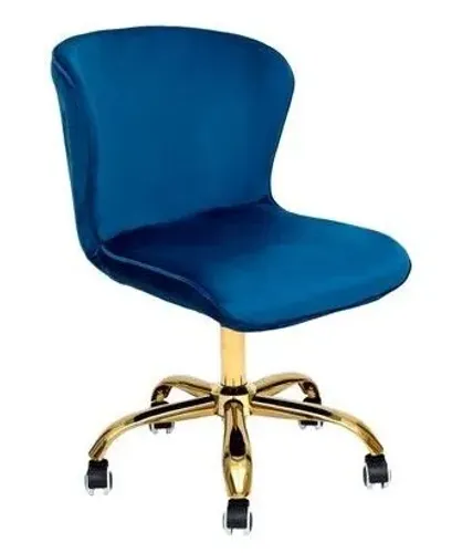 Cadeira Giratória de Veludo Azul com Base Dourada - Moderna e Elegante