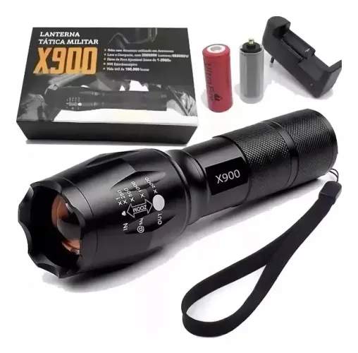 Lanterna Recarregável Tática X900 Led Potente Com Super Zoom - Loja Coimbra Computadores