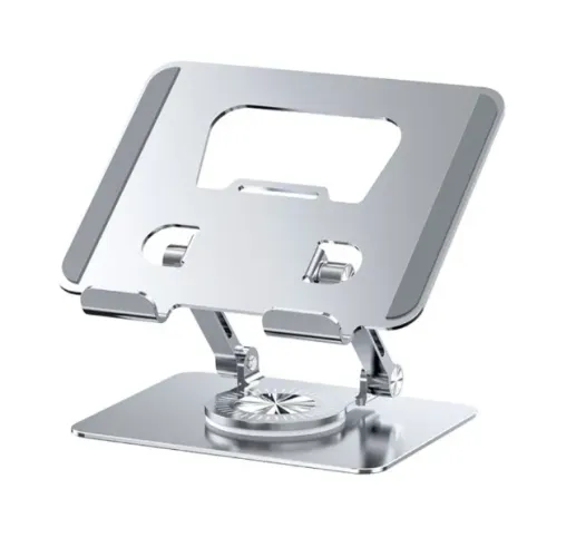 Suporte De Mesa Giratório 360° De Alumínio Para Tablet E iPad - Prata