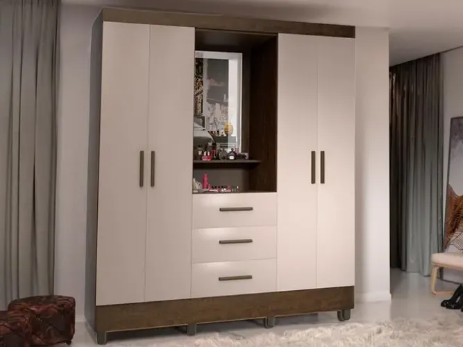 Guarda-Roupa Capelinha Lara 4 portas com espelho l99m