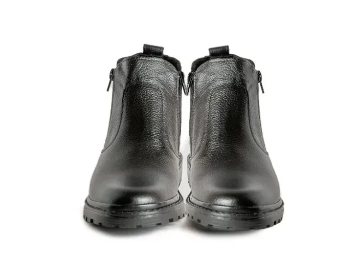 Botina em Couro legítimo Masculina Preto de zíper Ref 400