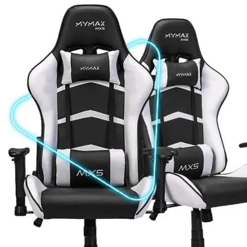 Cadeira Gamer MyMax MX5 Giratória - Preto/Branco (Produto Novo) 
