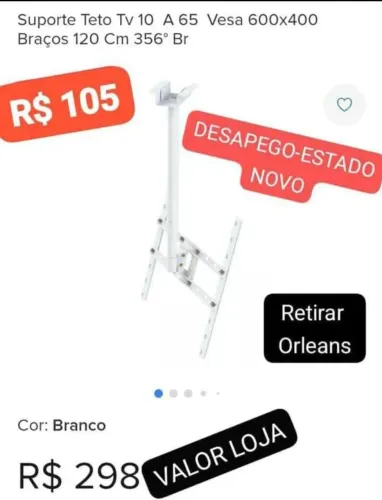 Suporte para TV de Teto 10 a 65 Polegadas - Novo