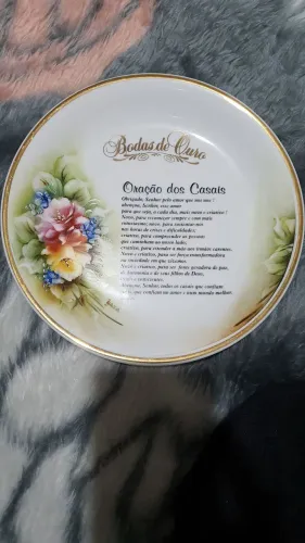 Prato Decorativo porcelana Germer Bodas de Ouro