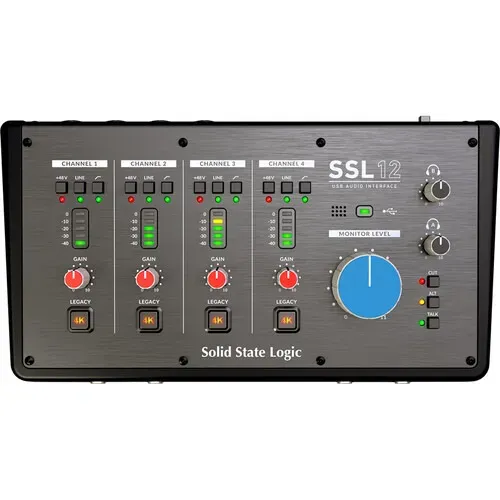 Interface de Áudio Solid State Logic USB SSL 12 com 4 entradas e 8 saídas com entrada ADAT
