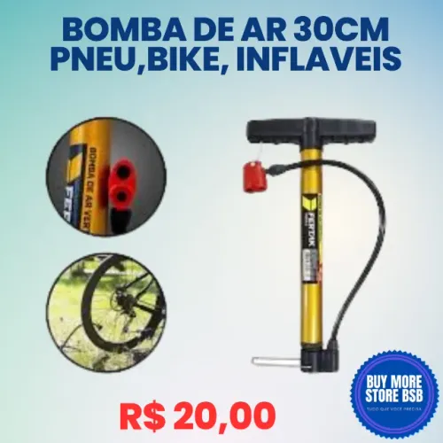 Bomba De Ar Vertical Plastica De Mão 30cm P/Pneu Bike, Inflaveis, Etc