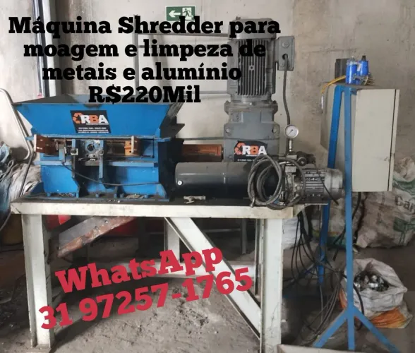 Máquina Shredder para moagem e limpeza de metais e alumínio. R$ 220 Mil